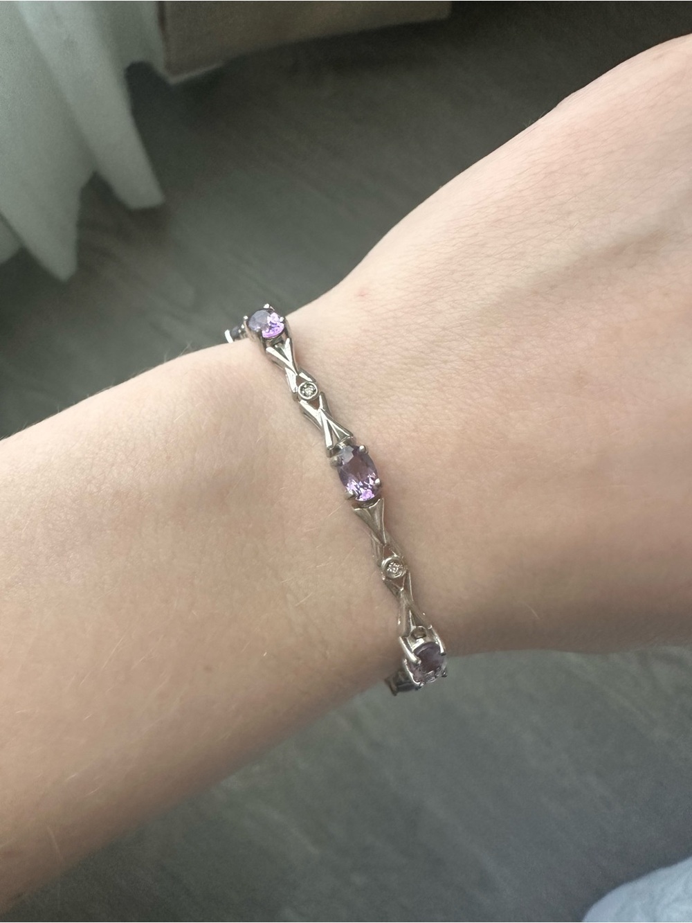 925 Sterling Silver Bracelet with Amethyst Gemstones